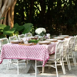 Geo Feather Fuchsia Tablecloth