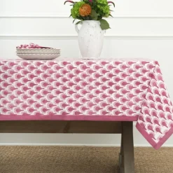 Geo Feather Fuchsia Tablecloth