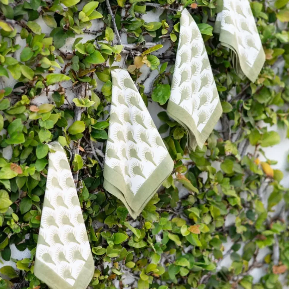 Geo Feather Moss Napkin | Set of 4