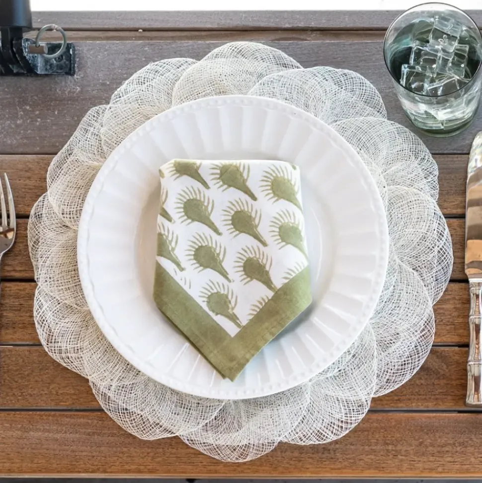 Geo Feather Moss Napkin | Set of 4