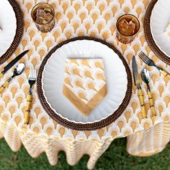 Geo Feather Ochre Napkin | Set of 4