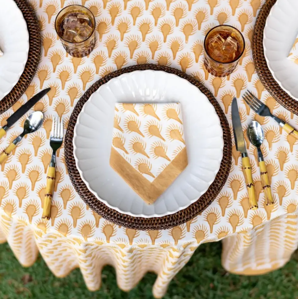Geo Feather Ochre Napkin | Set of 4
