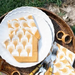 Geo Feather Ochre Napkin | Set of 4