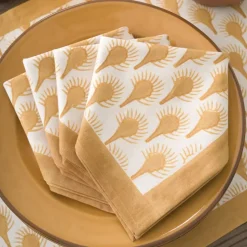 Geo Feather Ochre Napkin | Set of 4