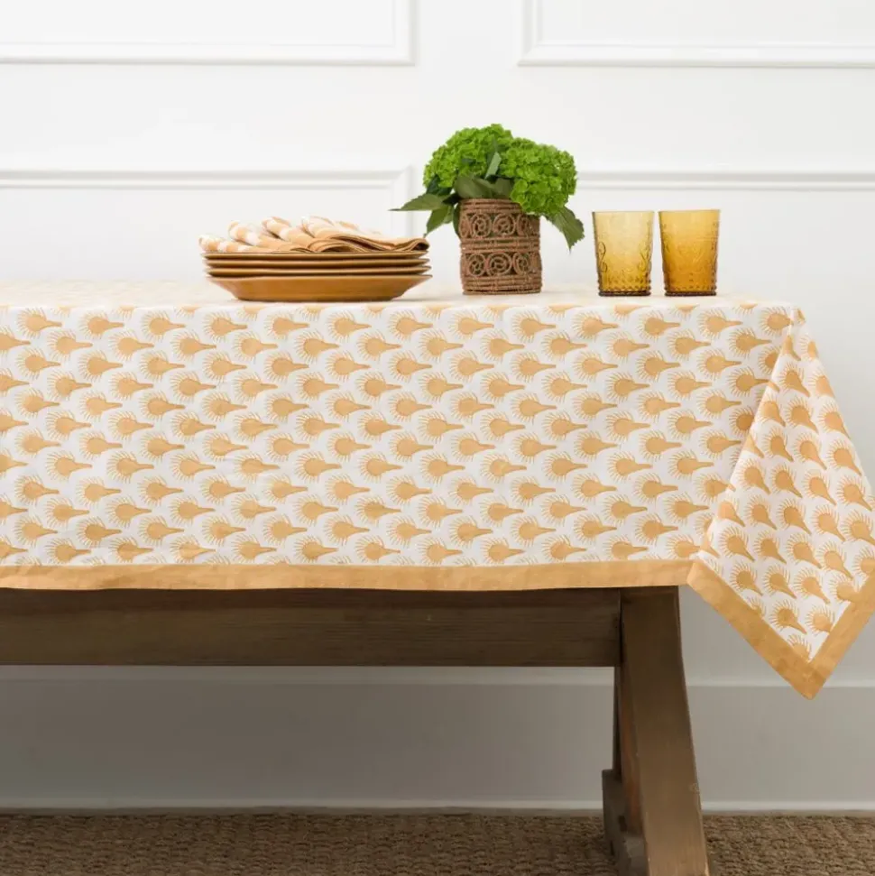Geo Feather Ochre Tablecloth