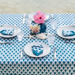 Geo Feather Teal Napkin | Set of 4