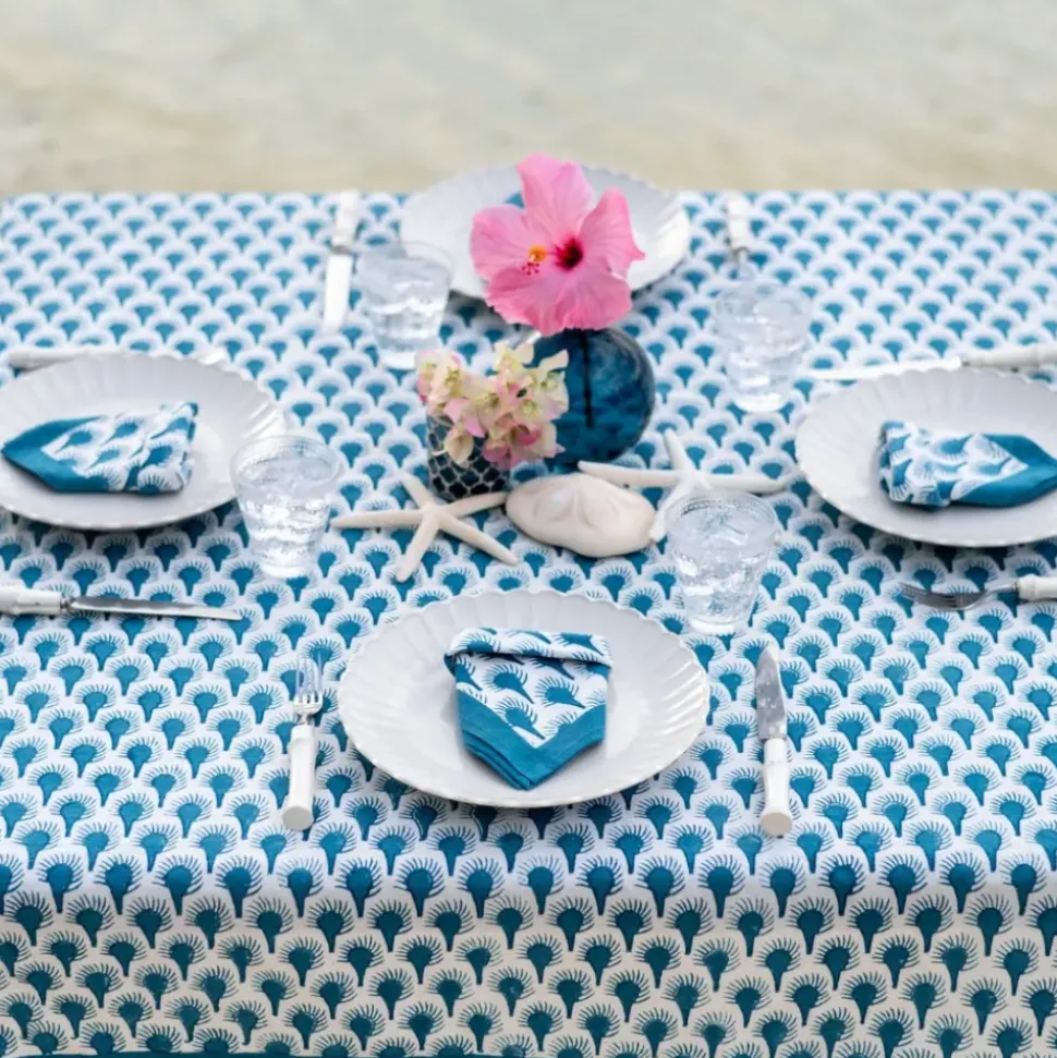 Geo Feather Teal Napkin | Set of 4