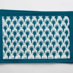 Geo Feather Teal Placemats | Set of 4