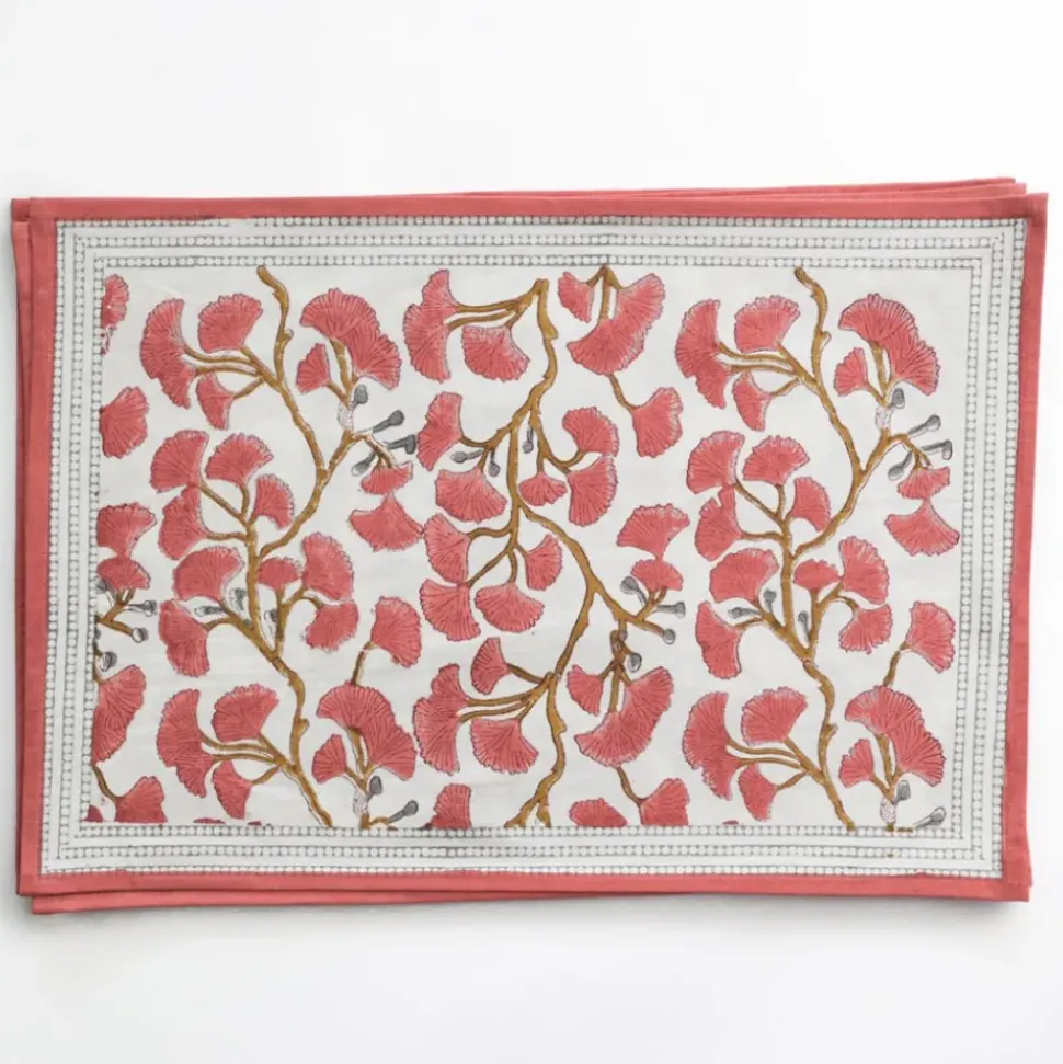 Ginkgo Coral Placemat | Set of 4