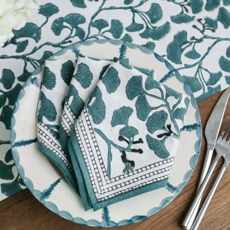 Ginkgo Teal Napkins | Set of 4