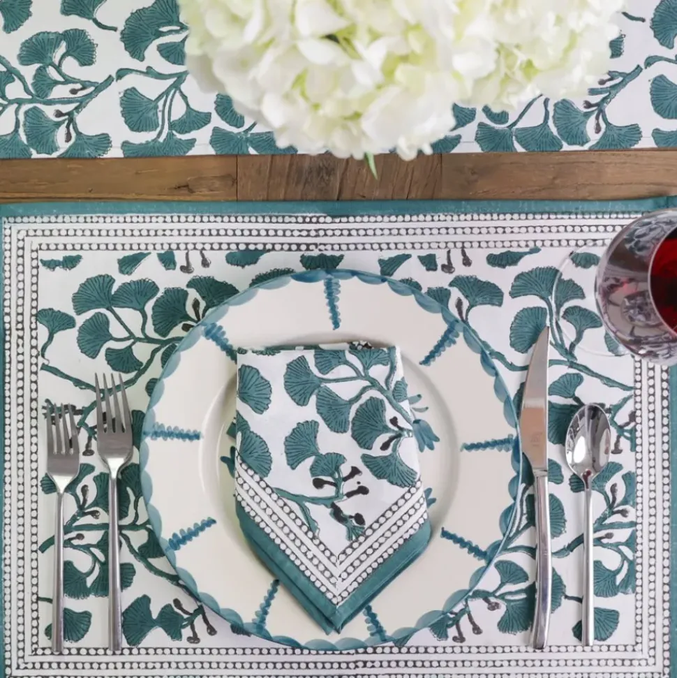 Ginkgo Teal Placemat | Set of 4