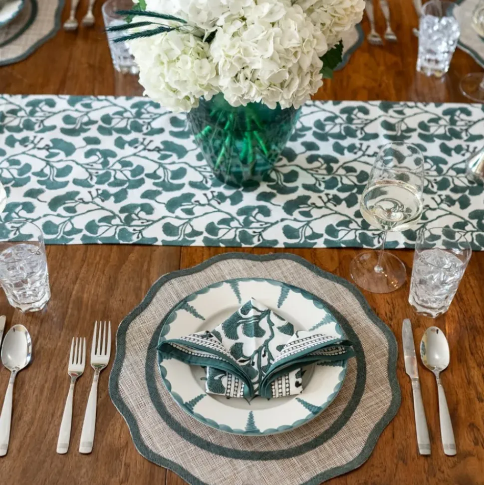 Ginkgo Teal Table Runner