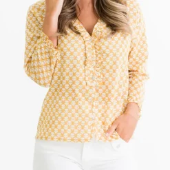 Golden Buti Flange Button Blouse