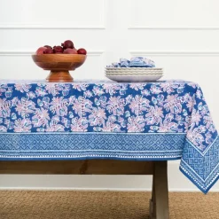 Grecian Palm Blue & Orchid Tablecloth