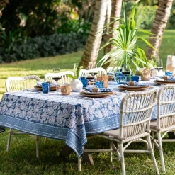 Grecian Palm Blue & Orchid Tablecloth