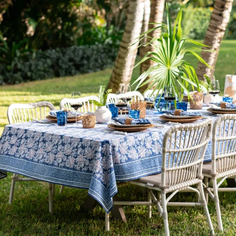 Grecian Palm Blue & Orchid Tablecloth