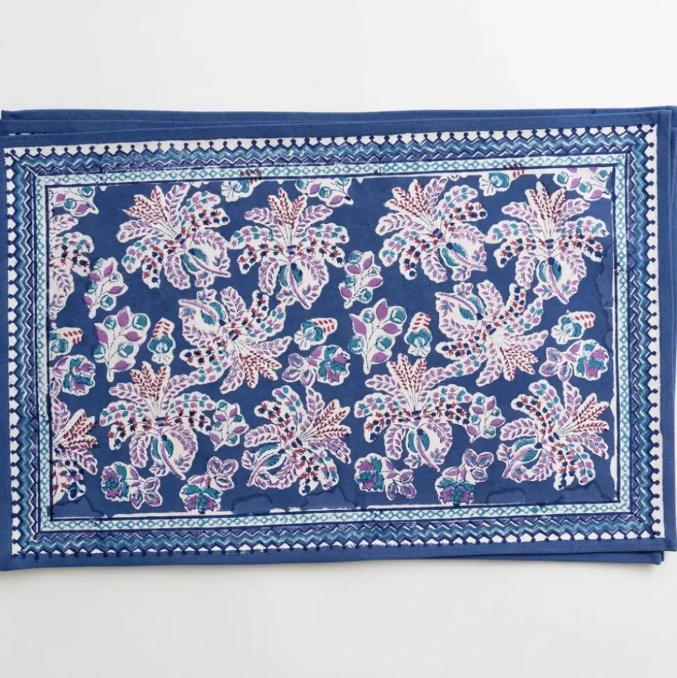 Grecian Palm Blue & Orchid Placemat | Set of 4