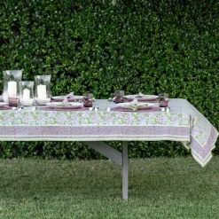 Grecian Palm Fern & Magenta Tablecloth