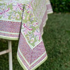 Grecian Palm Fern & Magenta Tablecloth