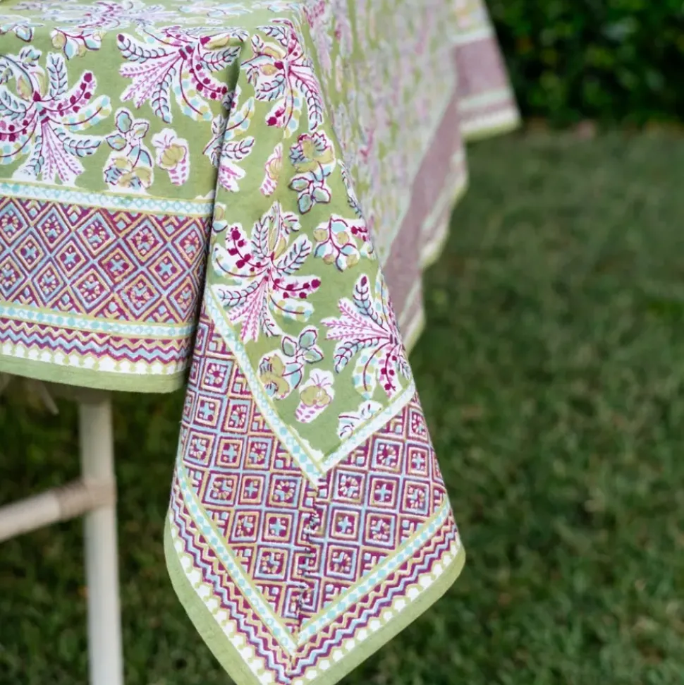 Grecian Palm Fern & Magenta Tablecloth