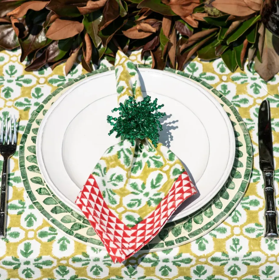 Green Acrylic Beaded Napkin Ring | Set of 4