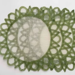 Green Edge Woven Round Placemats | Set 4