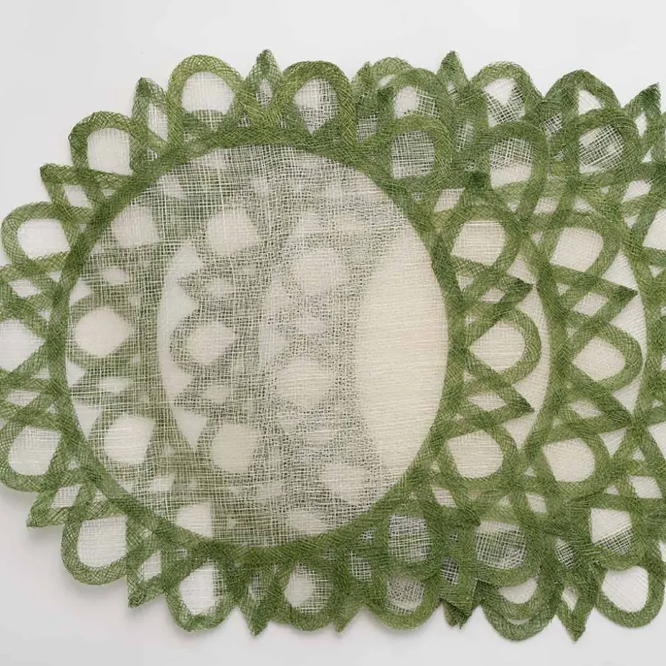 Green Edge Woven Round Placemats | Set 4