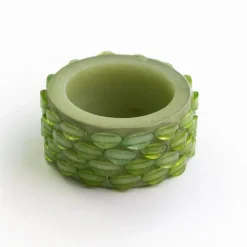 Green Round Resin Beaded Napkin Ring | Set of 4