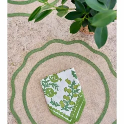 Green Scalloped Edge Woven Placemats | Set 4