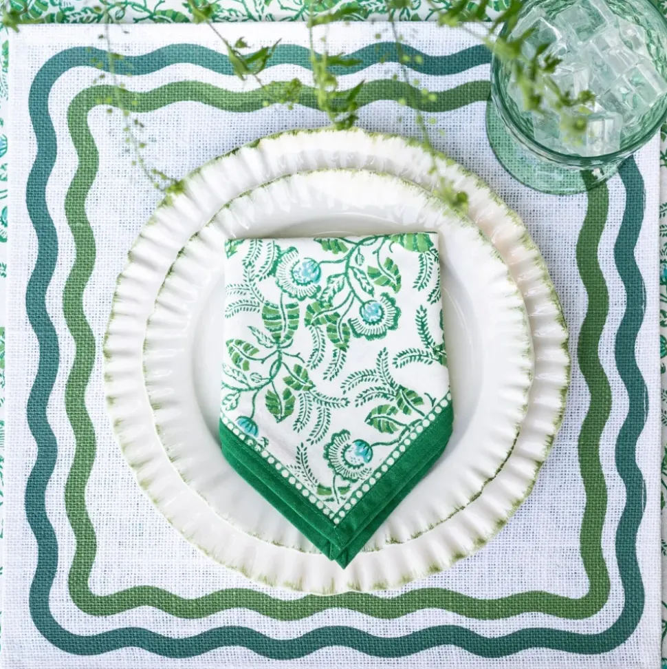 Green Square Wave Placemat | Set of 4
