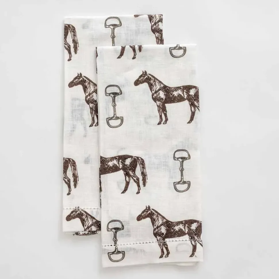 Horse and Snaffle Linen Fingertip Towels | Set of 2