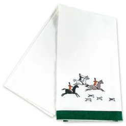 Hunt Scene Embroidered Horse and Rider Tea Towels