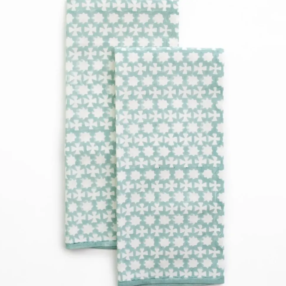 India Hicks Cuban Cross Palladian Blue Tea Towels