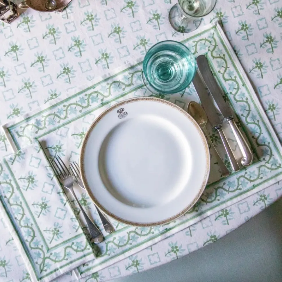 India Hicks Cuban Flower Blue & Green Placemats