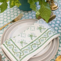 India Hicks Cuban Flower Blue & Green Napkins