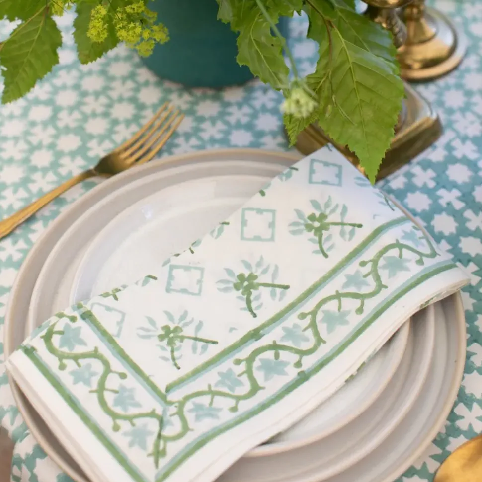 India Hicks Cuban Flower Blue & Green Napkins