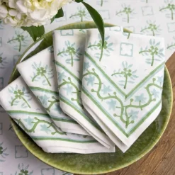 India Hicks Cuban Flower Blue & Green Napkins
