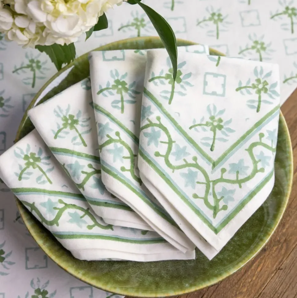 India Hicks Cuban Flower Blue & Green Napkins