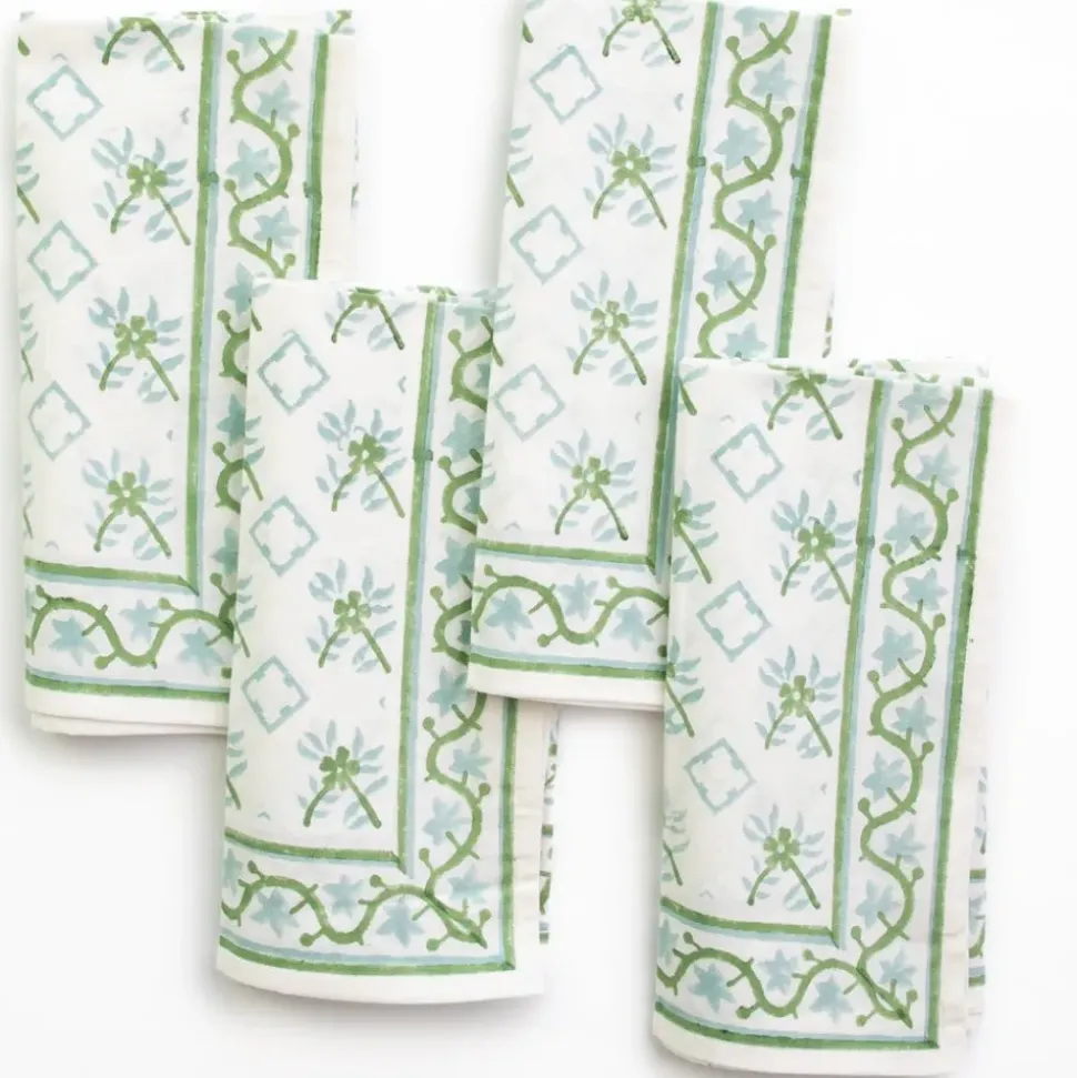 India Hicks Cuban Flower Blue & Green Napkins