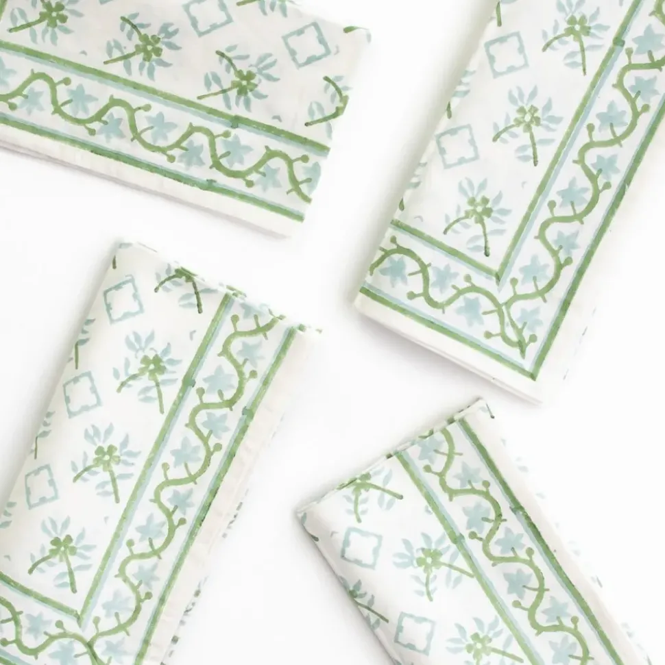 India Hicks Cuban Flower Blue & Green Napkins