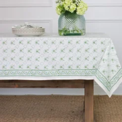 India Hicks Cuban Flower Blue & Green Tablecloth