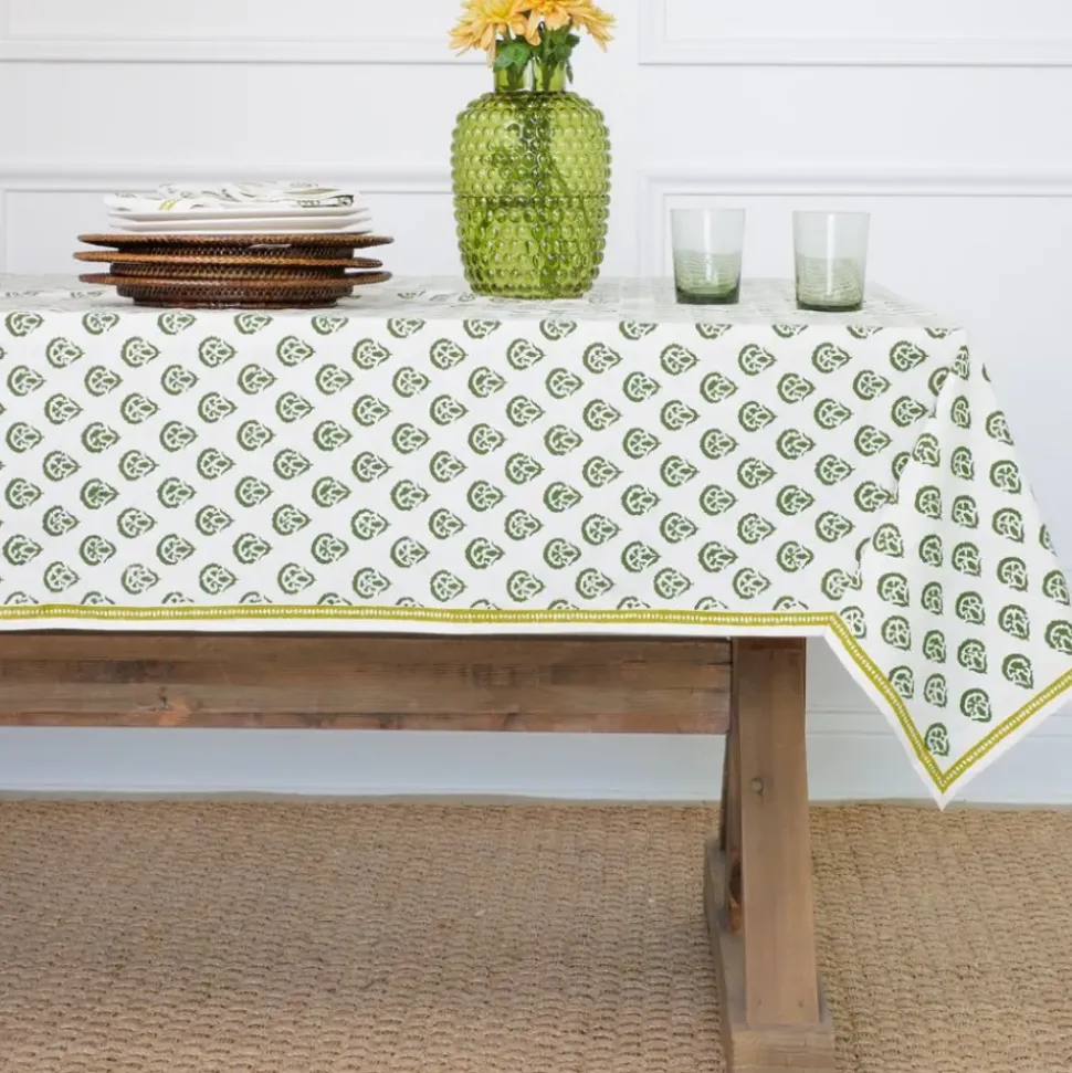 India Hicks Home Carnation Hunter Green Tablecloth