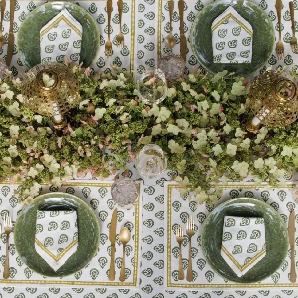 India Hicks Home Carnation Hunter Green Tablecloth