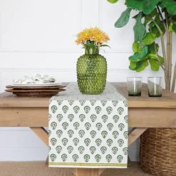 India Hicks Home Carnation Hunter Green Table Runner