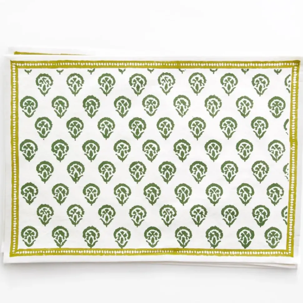 India Hicks Home Carnation Hunter Green Placemat | Set of 4