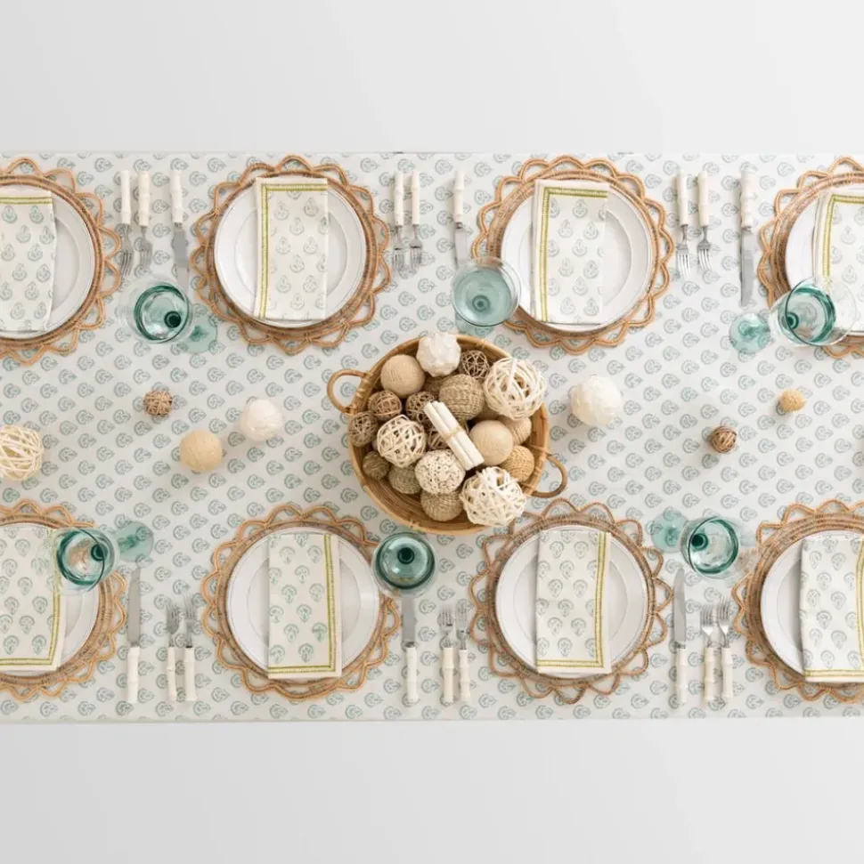 India Hicks Home Carnation Seafoam Tablecloth
