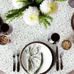 India Hicks Home Sea Ferns & Domino Hunter Green Tablecloth