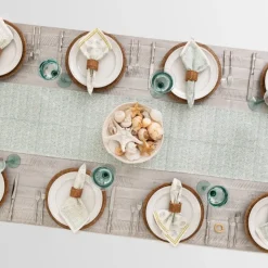India Hicks Home Seashell Seafoam Table Runner