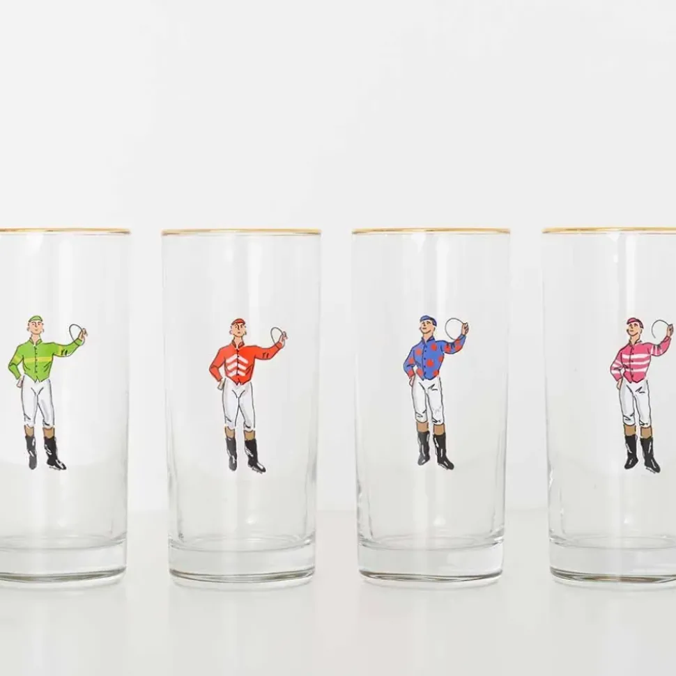 Jockeys Drinking Glasses Mixed Set of 4