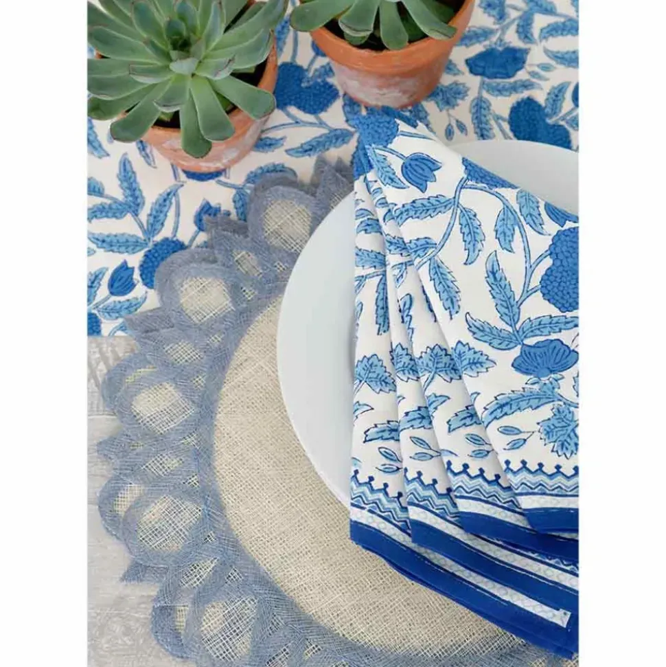 Light blue natural fiber placemats | Set 4